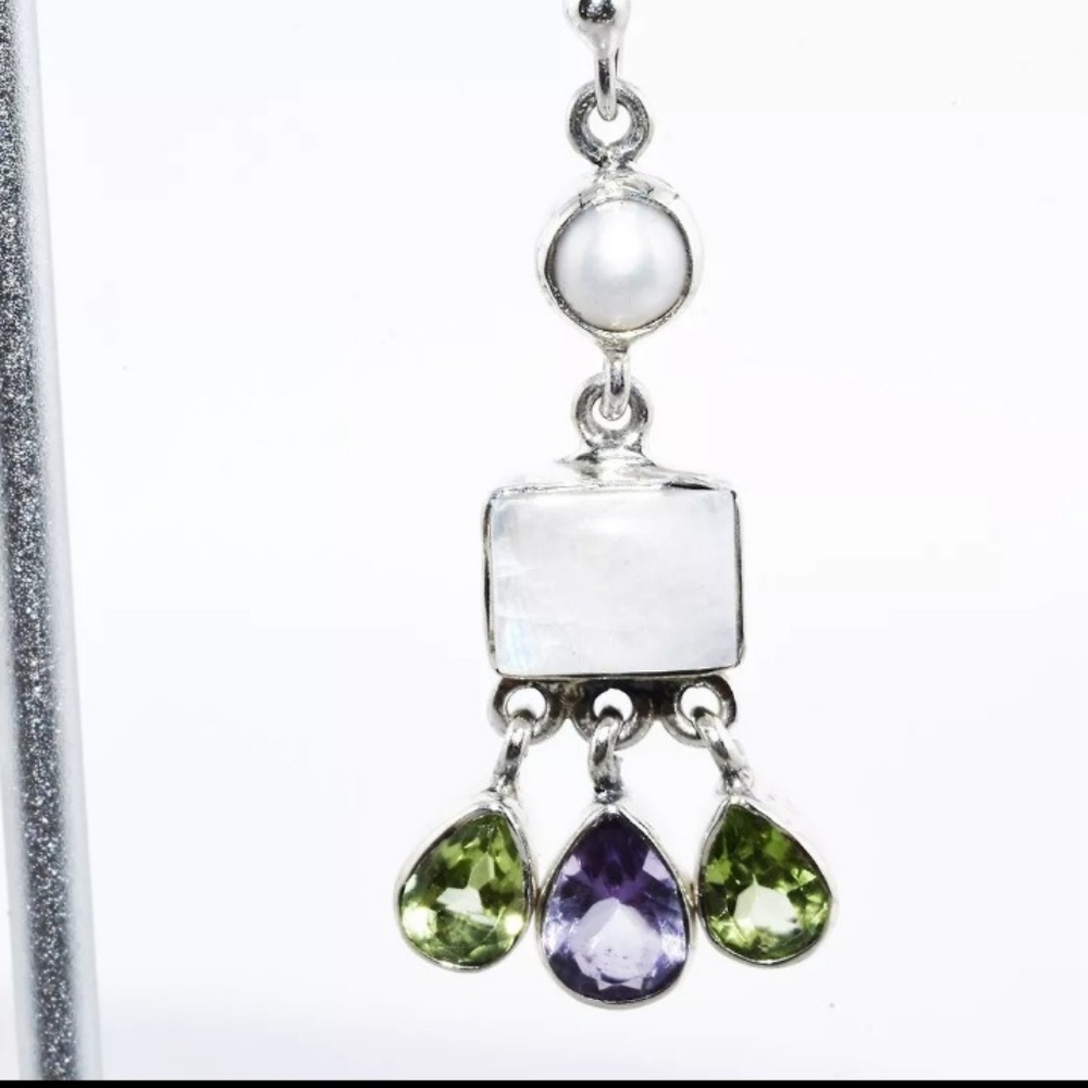 10.00CT/4.41MM NATURAL GEMSTONE & CULTURED PEARL DANGLE EARRINGS